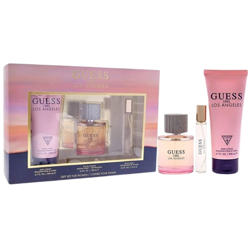 SET GUESS 1981 LOS ANGELES WOMEN ( 3 PC ) 3.4 OZ EDT SP / 6.7 OZ BL  / 0.50 OZ EDT TRAVEL