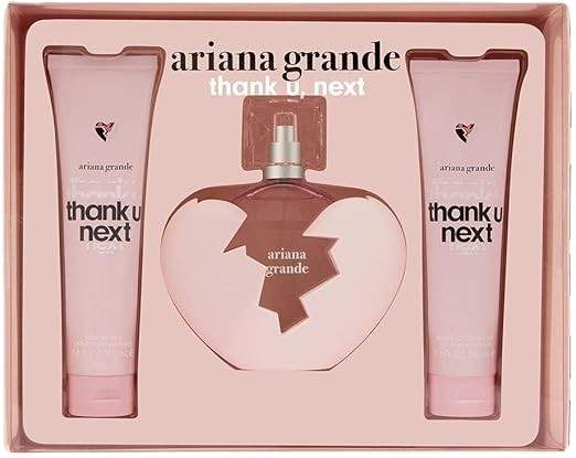 SET ARIANA GRANDE THANK U ,NEXT WOMEN ( 3 PC )3.4 OZ SG /3.4 OZ BODY SOUFFLE /3.4 OZ EDP