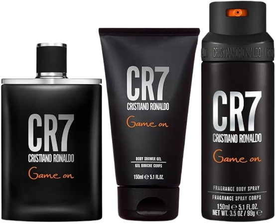 SET CRISTIANO RONALDO CR7 GAME ON MEN ( 3 PC ) 3.4 OZ EDT SP / 5.1 OZ SG /5.1 OZ BS