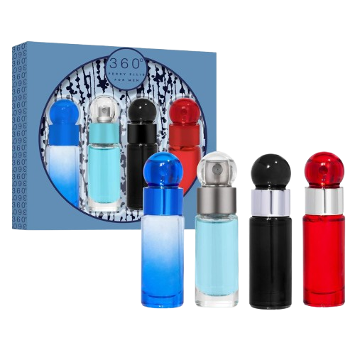 SET PERRY ELLIS 360 MEN MINI  ( 4 PC ) 0.25 OZ RED /  BLUE /  BLACK  / VERY BLUE