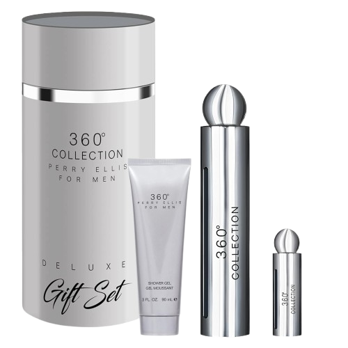 SET PERRY ELLIS 360 COLLECTION FOR MEN ( 3 PC ) 3.4 OZ EDT SP / 3.0 OZ SG /0.25 OZ EDT
