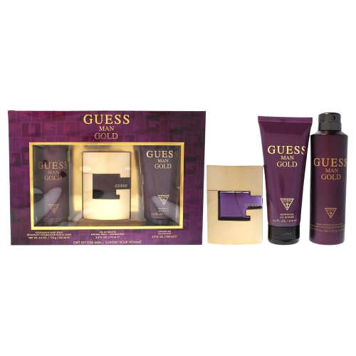 SET GUESS MAN GOLD ( 3 PC)2.5 OZ. EDT SP / 6.0 OZ.BS /SG 6.7 OZ