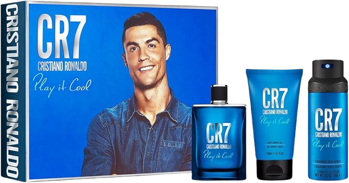 SET CRISTIANO RONALDO CR7 PLAY IT COOL MEN ( 3 PC ) 3.4 OZ EDT SP / 5.1 OZ BS / 5.1 OZ SG