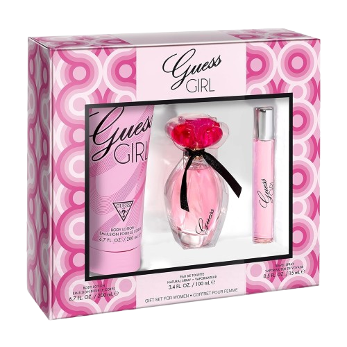 SET GUESS GIRL WOMEN ( 3 PC ) 2.5 OZ EDT SP / BODY LOTION 6.7 OZ  / TRAVEL SPRAY 0.5 OZ