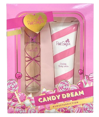 SET AQUOLINA  PINK SUGAR WOMEN (2 PC) 3.4 OZ EDT SP /3.4 SG
