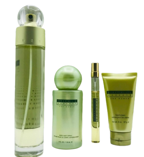 SET PERRY ELLIS RESERVE WOMEN (4PC) 3.4 OZ EDP / 4.2 OZ MIST / 3.0 OZ SG / MINI