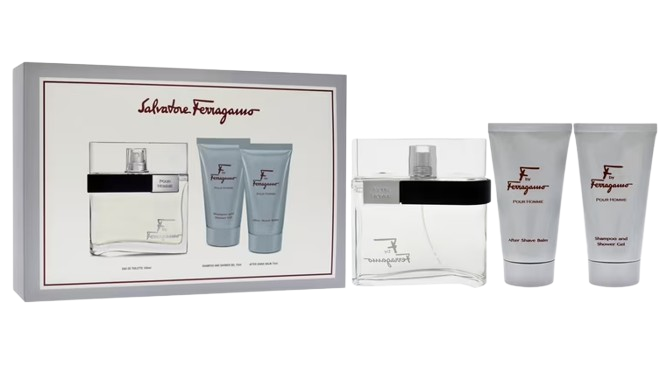 SET SALVATORE FERRAGAMO-F MEN ( 3PC )3.4 OZ EDT SP /2.5 OZ SG / 2.5 OZ A/S BALM