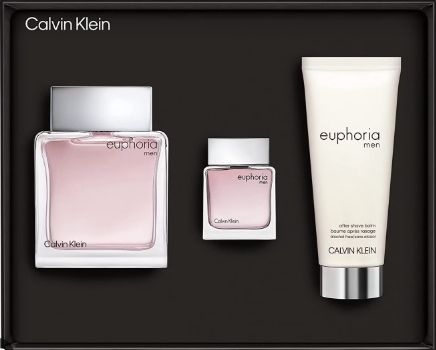 SET CALVIN KLEIN EUPHORIA MEN (3 PC) 3.3 OZ EDT SP / 3.3 OZ AFTER SHAVE BALM / 0.50 EDT