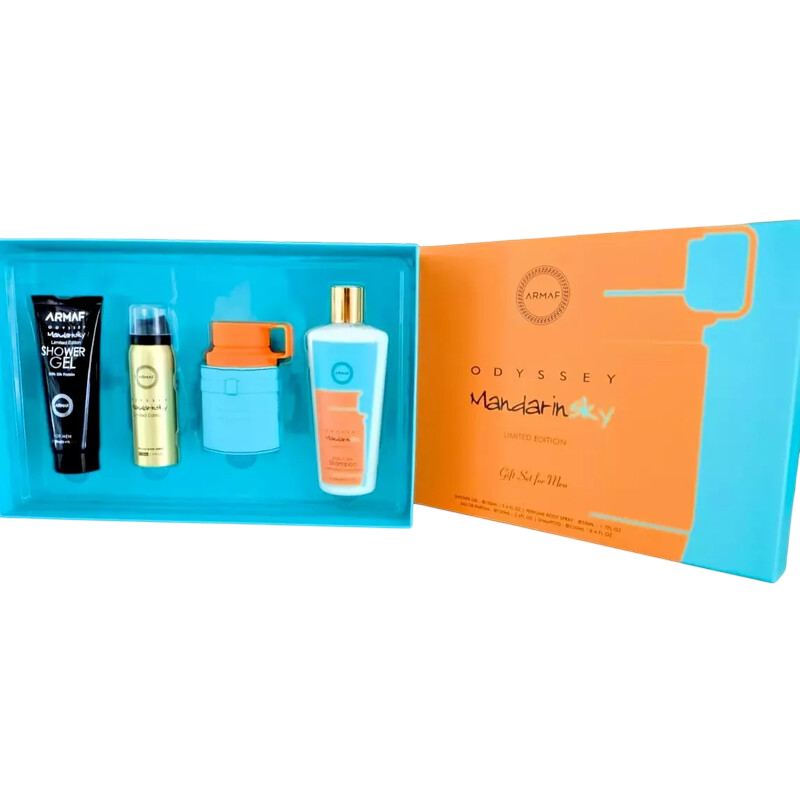 Armaf Odyssey Mandarin Sky Men Gift Set 100ml EDP / 100ml Shower Gel / 50ml Body Lotion / 250ml Shampoo 4 Piece Set / WHOLESALE