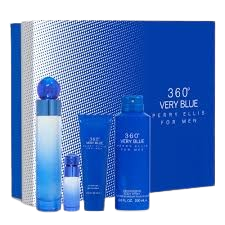 SET PERRY ELLIS 360 VERY BLUE MEN ( 4 PC ) 3.4 OZ EDT SP / BODY SPR 6.8 OZ /  SHOWER GEL 3.0 S/OZ / MINI
