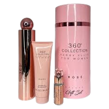 SET PERRY ELLIS 360 COLLECTION ROSE FOR WOMEN ( 3 PC ) 3.4 OZ EDP SP  / 3.0 OZ SG / 0.25 OZ EDP