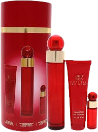 SET PERRY ELLIS 360 RED FOR WOMEN  ( 4 PC ) 3.4 OZ EDT,3.0 OZ SG/4.0 OZ BM /0.25 OZ EDT MINI