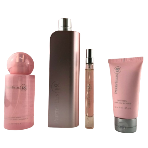 SET PERRY ELLIS 18 WOMEN ( 4 PC ) 3.4 OZ EDP SP / 4.0 OZ BODY MIST/ 3.0 OZ SG  / 3.0 OZ BODY LOTION