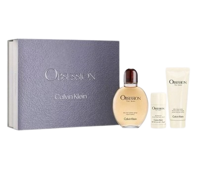 SET CALVIN KLEIN OBSESSION MEN (3 PC )4.2 OZ EDT / 3.4 OZ AS/ 2.5 OZ DEO