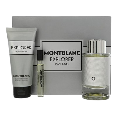 SET MONTBLANC EXPLORER PLATINUM MEN ( 3 PC ) 3.4 OZ EDP SP /3.4 OZ SG / 0.25 OZ EDP